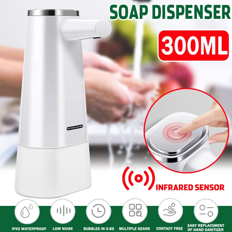 300ml Intelligent Infrared Sensor Automatic Liquid Soap Dispenser Induction Foaming Hand Washing Device for Kitchen Bathroom
300ml Intelligent Infrared Sensor Automatic Liquid Soap Dispenser Induction Foaming Hand Washing Device for Kitchen Bathroom