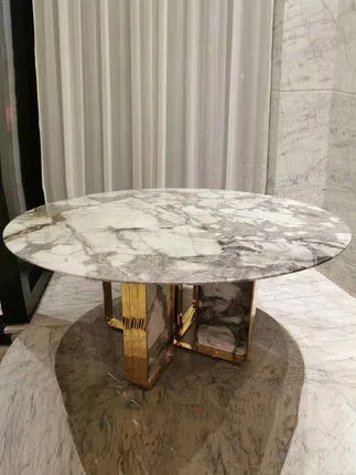 European and American style board simple marble round dinner table Snow White Dining Table Kitchen furniture
European and American style board simple marble round dinner table Snow White Dining Table Kitchen furniture
