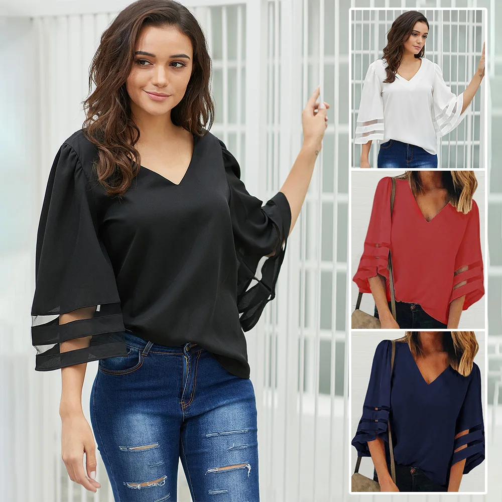 2021 Fashion European and American New Y2k Solid Color V-neck Three-quarter Sleeve T-shirt Loose Style Casual Top
2021 Fashion European and American New Y2k Solid Color V-neck Three-quarter Sleeve T-shirt Loose Style Casual Top