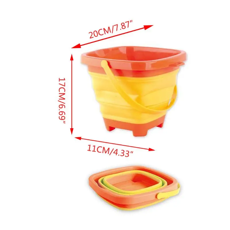 

D7YD Portable Children Beach Bucket Sand Toy Foldable Collapsible Plastic Pail Multi Purpose Summer Party Playing Storage