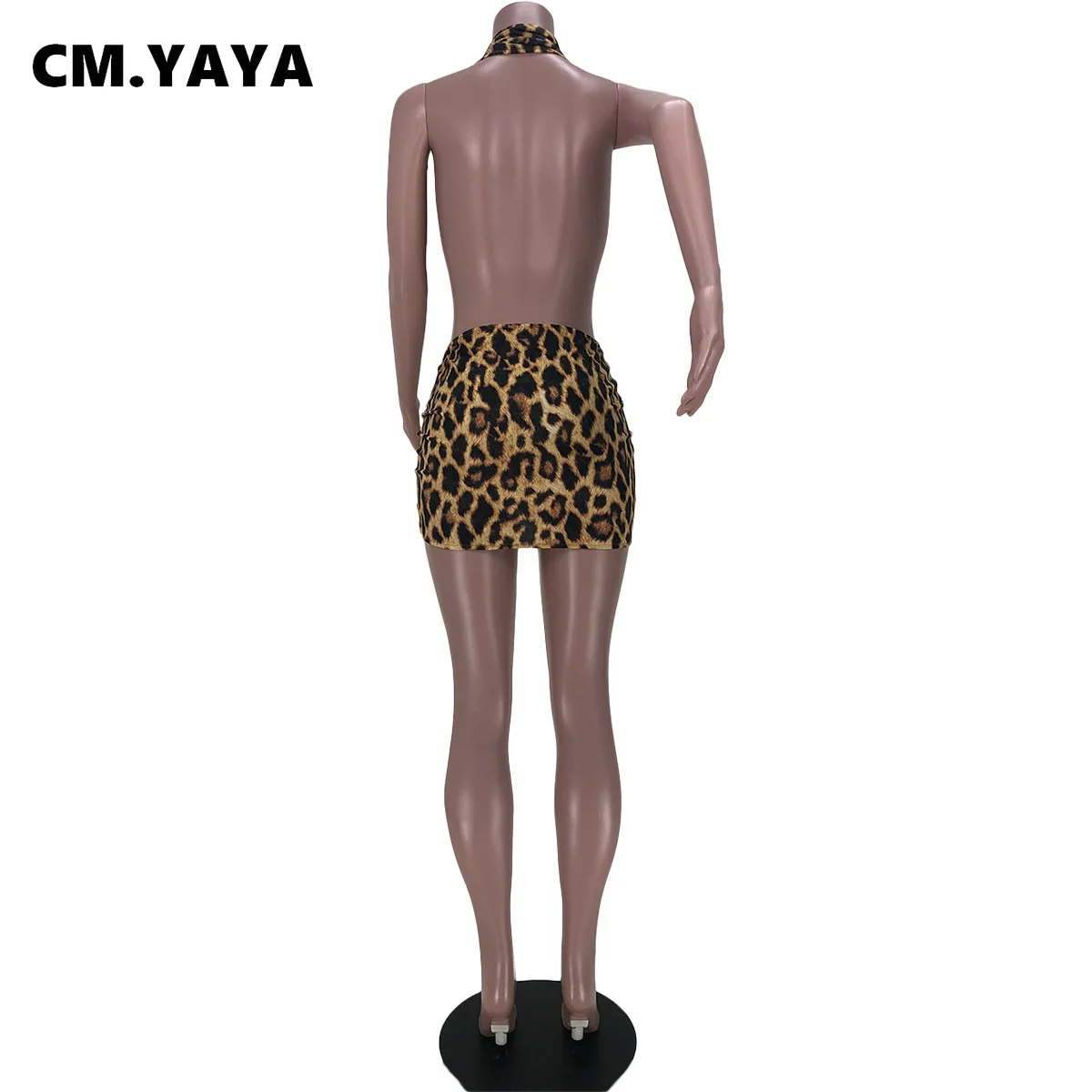 Женское платье с леопардовым принтом CM.YAYA ажурное эластичное платье-футляр
