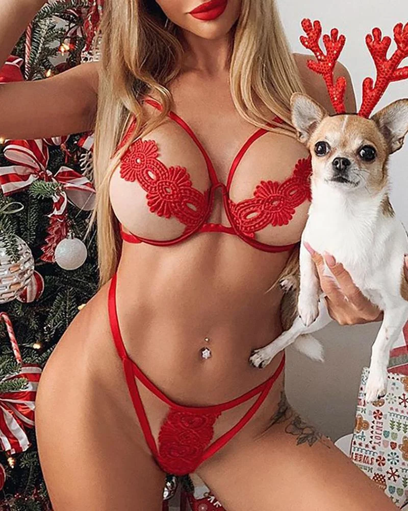 Sexy Lingerie Sexy Lace Perspective Three-point Transparent Woman Temptation Suit Erotic Sexy Woman Nightie Women's Panties 
Sexy Lingerie Sexy Lace Perspective Three-point Transparent Woman Temptation Suit Erotic Sexy Woman Nightie Women's Panties