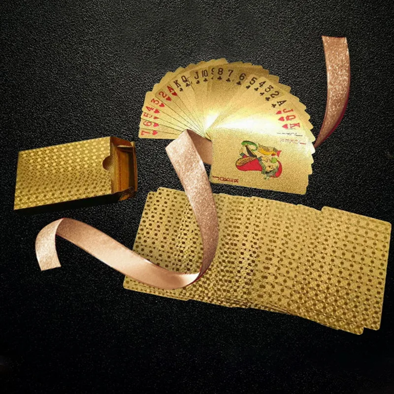 24K Gold Playing Cards Plastic Poker Game Deck Foil Pokers pack Magic Cards Waterproof Card Gift Collection Gambling Board Game
24K Gold Playing Cards Plastic Poker Game Deck Foil Pokers pack Magic Cards Waterproof Card Gift Collection Gambling Board Game