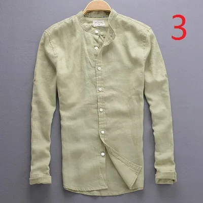 Spring and autumn men's small stand collar linen shirt men's slim long sleeves solid color round neck cotton linen casual whit 
Spring and autumn men's small stand collar linen shirt men's slim long sleeves solid color round neck cotton linen casual whit