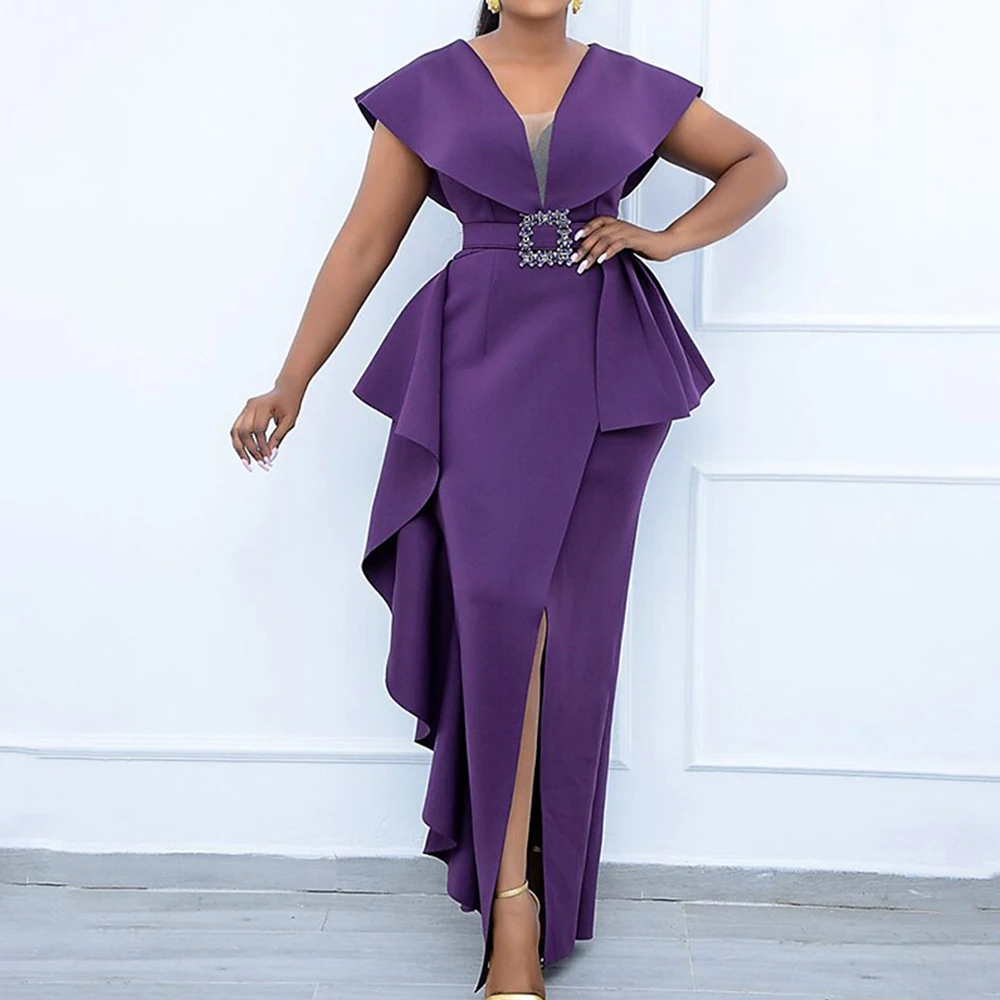 Chic Purple Prom Dress At Evening Sleeveless Ruffles Ankle Length Party Gown Front Slit Straight Plus Size Vestido De Noche 2022
Chic Purple Prom Dress At Evening Sleeveless Ruffles Ankle Length Party Gown Front Slit Straight Plus Size Vestido De Noche 2022
