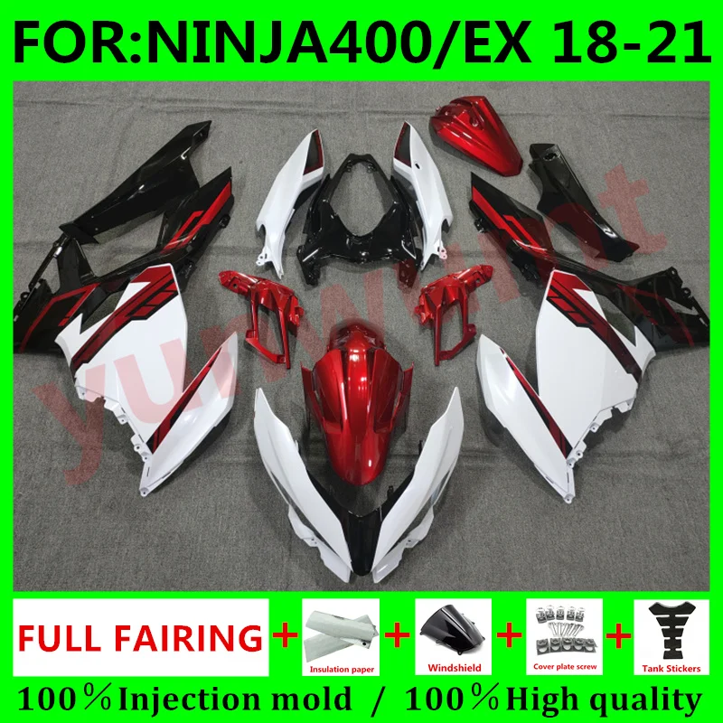 Motorcycle Whole Injection mold Fairings Kit For Kawasaki Ninja400 Ninja 400 2018 2021 18 19 20 21 fairing Bodywork red white 
Motorcycle Whole Injection mold Fairings Kit For Kawasaki Ninja400 Ninja 400 2018 2021 18 19 20 21 fairing Bodywork red white