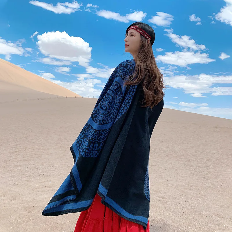 Scarf Women 's Winter Outdoor Round Totem Split Cloak Padded Warm Cashmere Shawl Desert Travel Photo
Scarf Women 's Winter Outdoor Round Totem Split Cloak Padded Warm Cashmere Shawl Desert Travel Photo