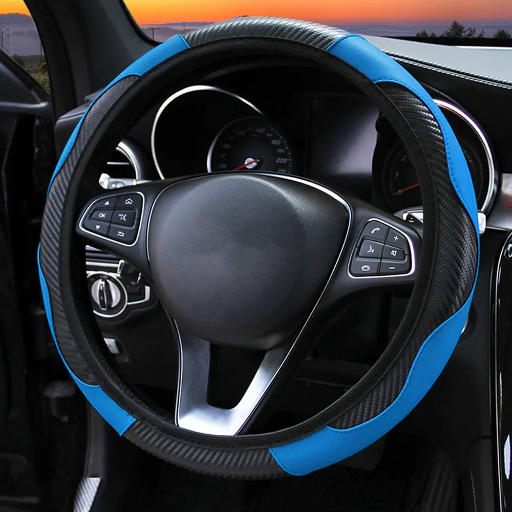 Чехол рулевого колеса автомобиля из углеродного волокна для Audi A1 A2 A3 A4 A5 A6 A7 A8 Q2 Q3 Q5