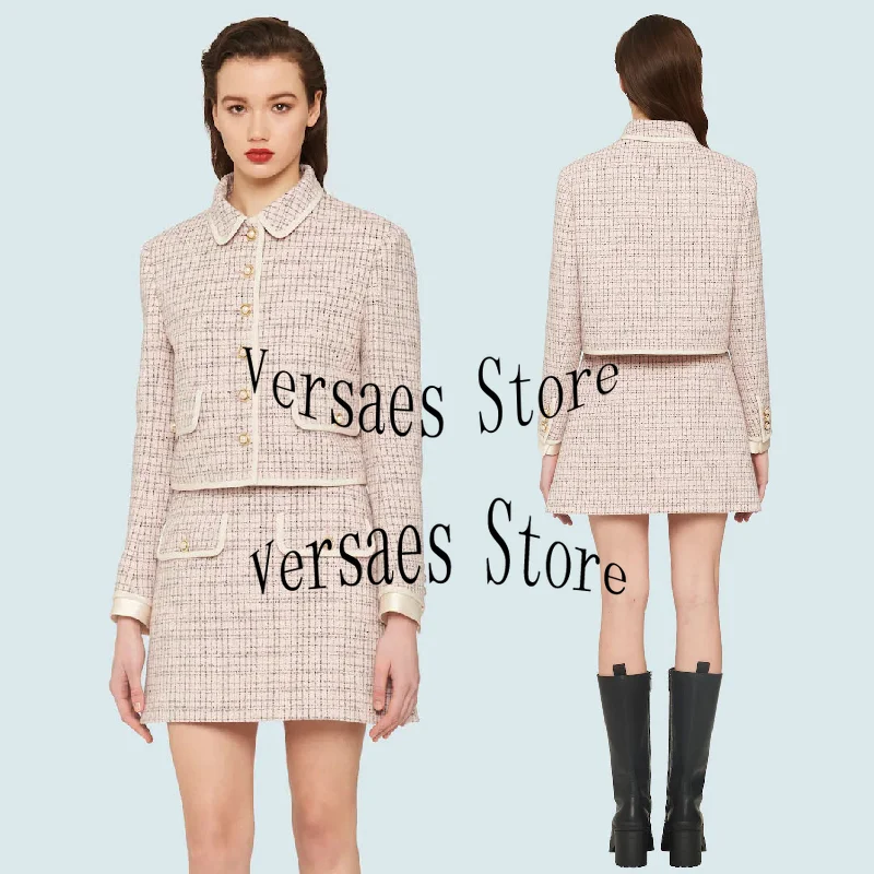 2021 Luxury Design Women's new celebrity temperament fashion aging tweed Lapel woven Plaid short coat + slim A-shaped Skirt Set
2021 Luxury Design Women's new celebrity temperament fashion aging tweed Lapel woven Plaid short coat + slim A-shaped Skirt Set