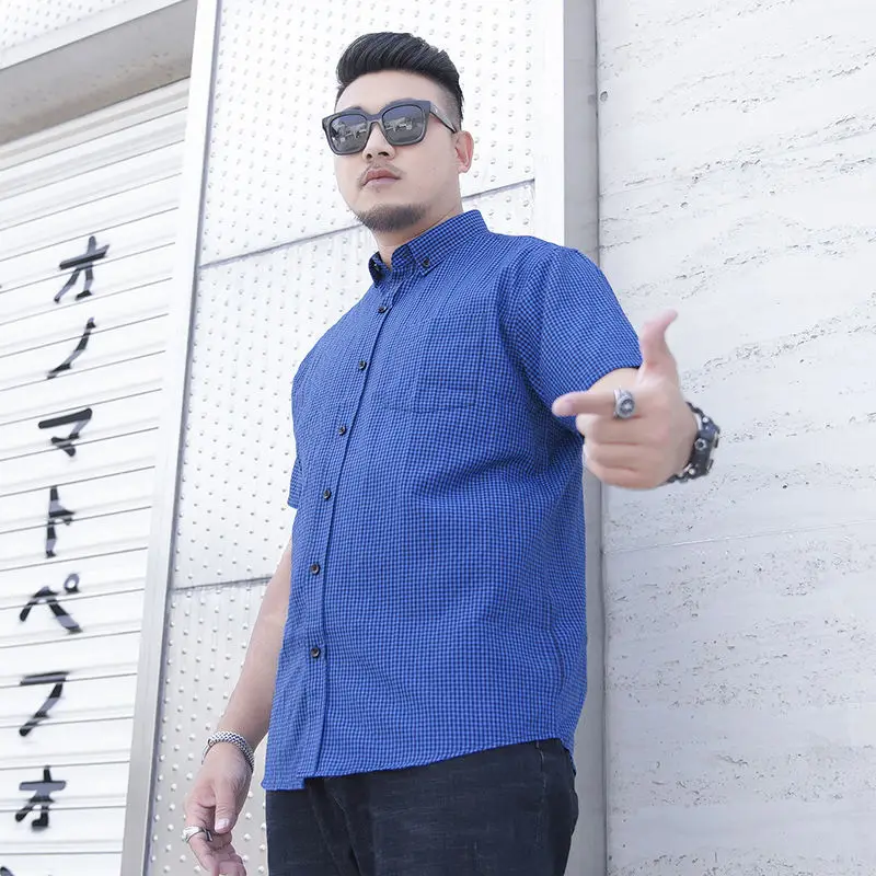 Fattening plus size short sleeve shirt summer men's Plaid fat man loose Casual Short Sleeve fashion coat
Fattening plus size short sleeve shirt summer men's Plaid fat man loose Casual Short Sleeve fashion coat