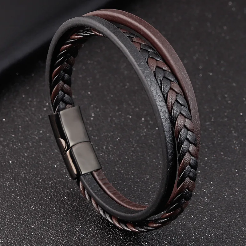 Simple Luxury Style Leather Combination Splicing Men's Leather Bracelet Titanium Steel Men's Student Hand Jewelry Fashion
Simple Luxury Style Leather Combination Splicing Men's Leather Bracelet Titanium Steel Men's Student Hand Jewelry Fashion