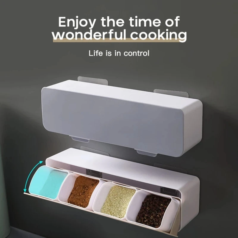 Kitchen Wall Mount Spice Rack with spoon Seasoning Storage Set Seasoning Container Spice Boxes Kitchen shelf Multi Compartment
Kitchen Wall Mount Spice Rack with spoon Seasoning Storage Set Seasoning Container Spice Boxes Kitchen shelf Multi Compartment