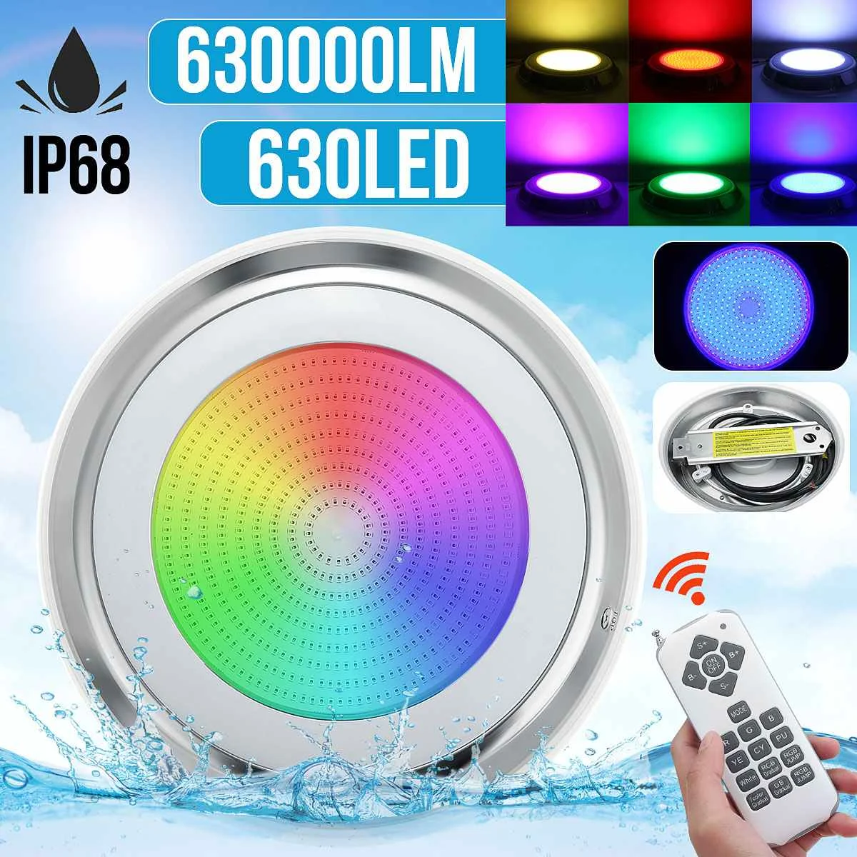 65 Вт RGB светодиодный светильник для бассейна водонепроницаемый IP68 подводный прожектор дистанционное управление пруд огни DC12V 630SMD фонтанное...
65 Вт RGB светодиодный светильник для бассейна водонепроницаемый IP68 подводный прожектор дистанционное управление пруд огни DC12V 630SMD фонтанное...