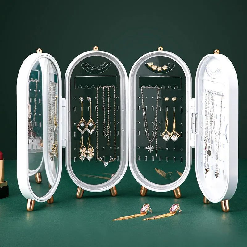 White Folding Plastic Jewelry Organizer Storage Earring Holder Box Jewelry Display Stand Necklace Organizer Drawer
White Folding Plastic Jewelry Organizer Storage Earring Holder Box Jewelry Display Stand Necklace Organizer Drawer