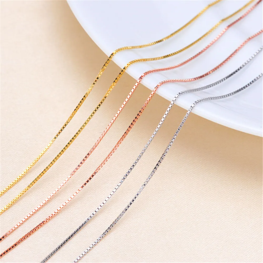 925 Sterling Silver Necklace Connector Chains 40-45cm Box chain Chains With Round Spring Buckle DIY Jewelry 
925 Sterling Silver Necklace Connector Chains 40-45cm Box chain Chains With Round Spring Buckle DIY Jewelry