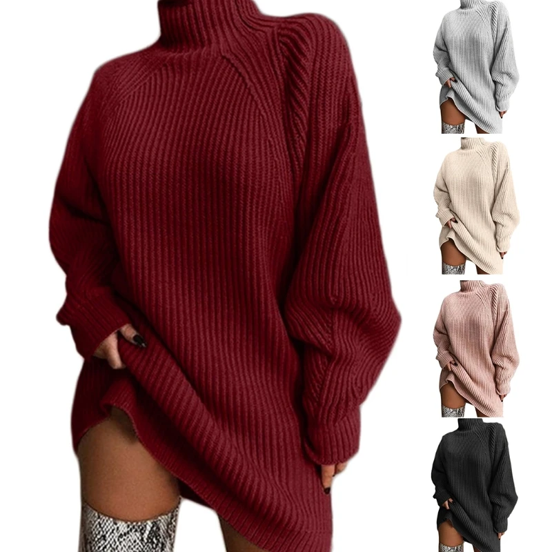 Women Midi Long Sweater Dress 2020 Autumn Raglan Sleeve Turtleneck Tunic Tops Ribbed Knitted Solid Color Oversized Loose Jumper
Women Midi Long Sweater Dress 2020 Autumn Raglan Sleeve Turtleneck Tunic Tops Ribbed Knitted Solid Color Oversized Loose Jumper