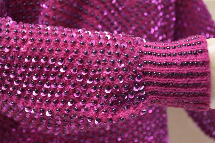 2020 new women's winter clothing fashion coat knitted Sequin beads round neck sweater Pullovers wine red female blouses
2020 new women's winter clothing fashion coat knitted Sequin beads round neck sweater Pullovers wine red female blouses