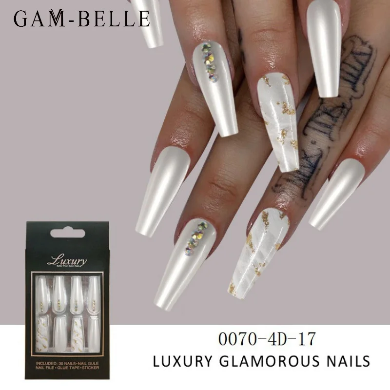 GAM-BELLE Holographic Glitter Fake Nails with 3D Designs Full Long Coffin Artificial Press On Nails Accesorios Manicure Decor
GAM-BELLE Holographic Glitter Fake Nails with 3D Designs Full Long Coffin Artificial Press On Nails Accesorios Manicure Decor