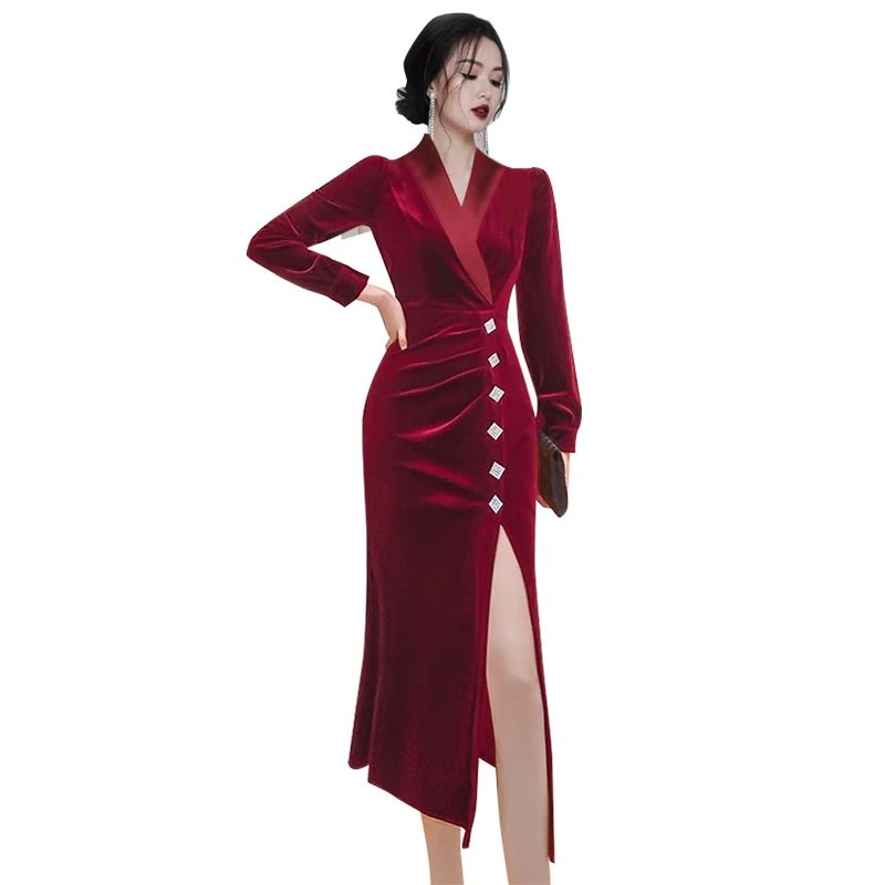 Lucyever Women Wine Red Velvet Dress 2020 Autumn V-neck Vintage Hepburn Style Slip Dresses Woman Diamonds Party Dresses Female
Lucyever Women Wine Red Velvet Dress 2020 Autumn V-neck Vintage Hepburn Style Slip Dresses Woman Diamonds Party Dresses Female
