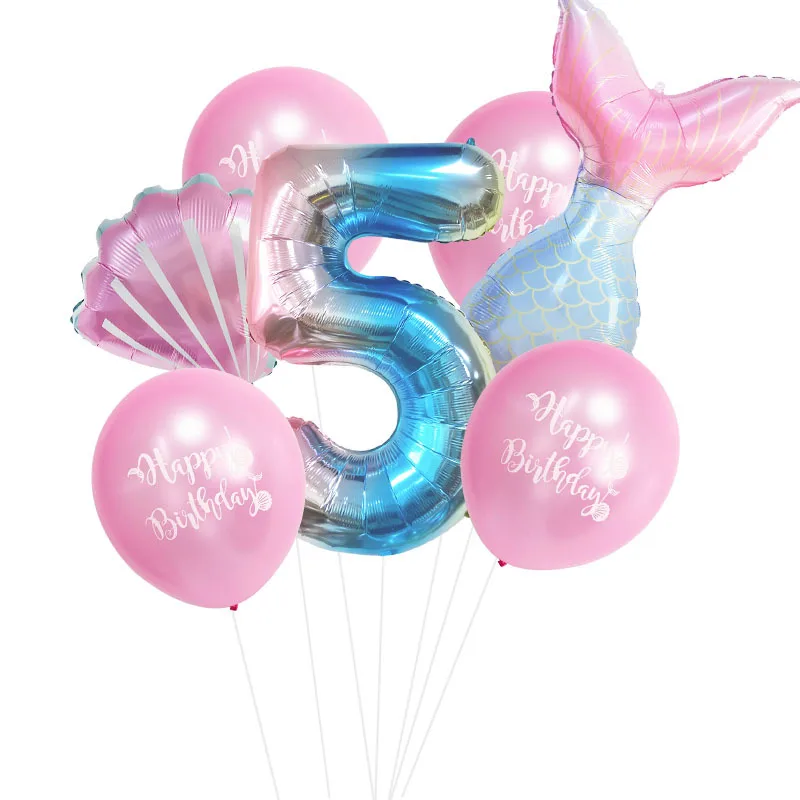 7 pieces of mermaid balloon set number 0-9 mermaid aluminum film gradient birthday anniversary party family party decoration
7 pieces of mermaid balloon set number 0-9 mermaid aluminum film gradient birthday anniversary party family party decoration