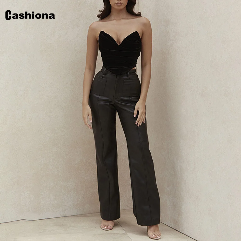 Women High Waist Pu Leather Pants Patchwork Loose Trouser Staight Bottom Streetwear Black Faux Leather Pant Femme Clothing 2021
Women High Waist Pu Leather Pants Patchwork Loose Trouser Staight Bottom Streetwear Black Faux Leather Pant Femme Clothing 2021