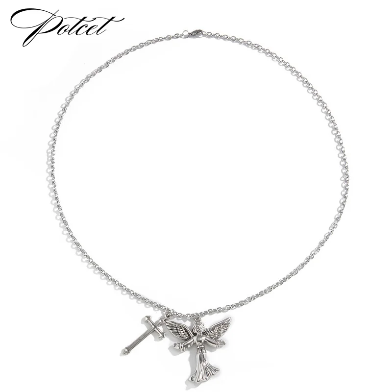 POTCET Unisex Stainless Steel Dark Angel Wing Cross Titanium Steel Necklace Pendant Clavicle Chain Fashion Hip Hop Party Jewelry
POTCET Unisex Stainless Steel Dark Angel Wing Cross Titanium Steel Necklace Pendant Clavicle Chain Fashion Hip Hop Party Jewelry