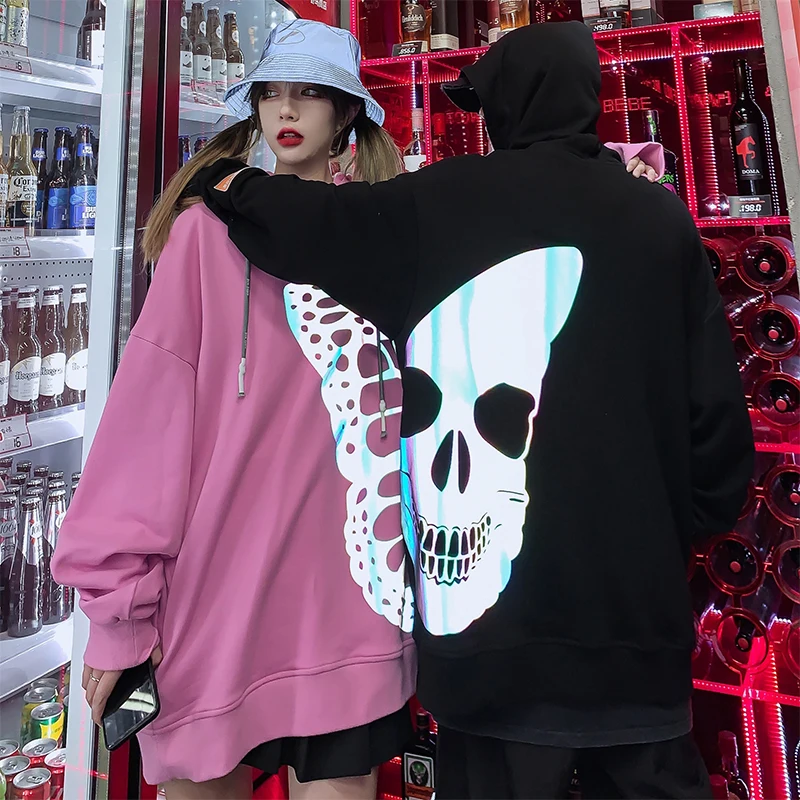 High Quality Sweatshirt High Street Fashion Flow 3M Reflective Butterfly Skull Printed Hoodie Hoodie Men Hipster Streetwear Tops
High Quality Sweatshirt High Street Fashion Flow 3M Reflective Butterfly Skull Printed Hoodie Hoodie Men Hipster Streetwear Tops