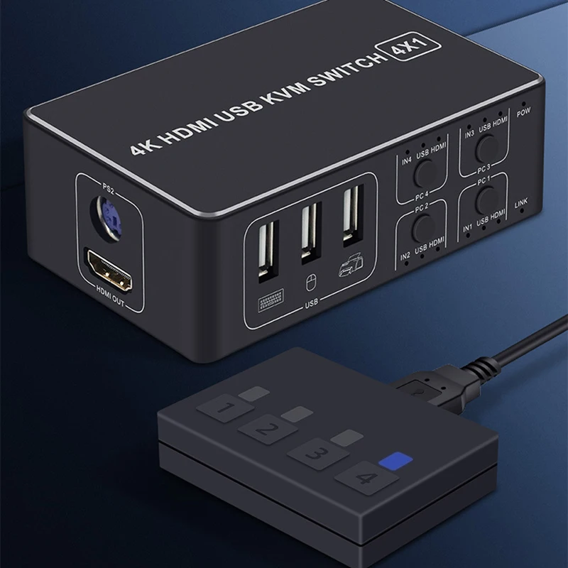 4 in 1 Hdmi Kvm Switch Output 4 Port 4K Kvm Converter 4 Computers Share a Screen
4 in 1 Hdmi Kvm Switch Output 4 Port 4K Kvm Converter 4 Computers Share a Screen