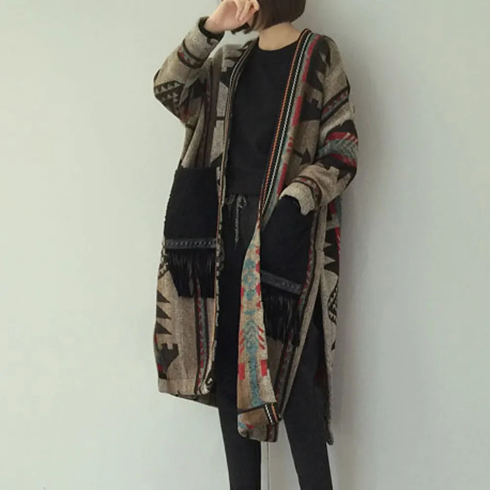 Winter Warm Long Wool Coat Women Korea Elegant Lady Boho Tassel Knitted Sweater Cardigan Overcoat Autumn Casual Outwear Fashion 
Winter Warm Long Wool Coat Women Korea Elegant Lady Boho Tassel Knitted Sweater Cardigan Overcoat Autumn Casual Outwear Fashion