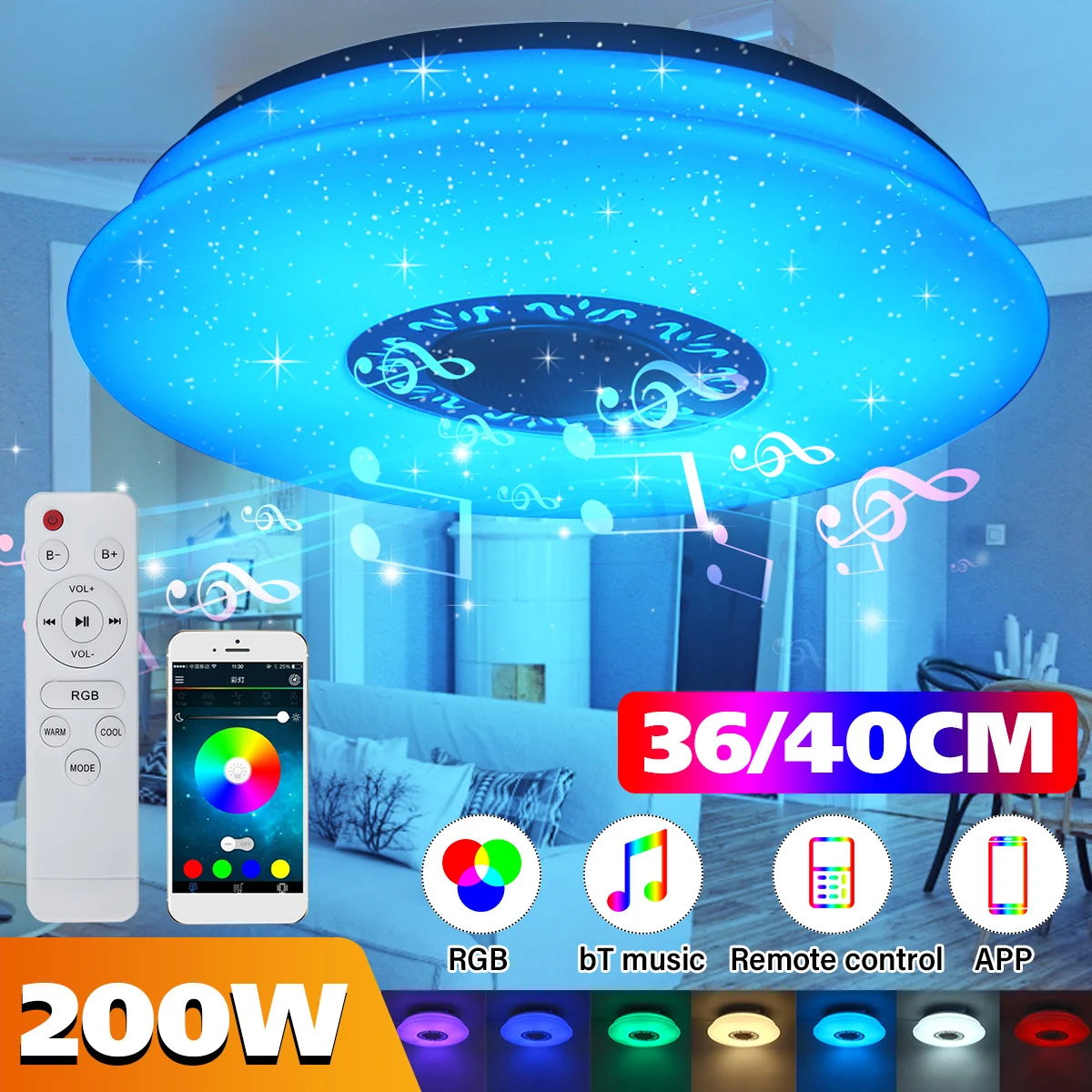 200 Вт современный RGB Диммируемый светодиодный потолочный светильник bluetooth музыкальный светильник для спальни гостиной с управлением через ...
200 Вт современный RGB Диммируемый светодиодный потолочный светильник bluetooth музыкальный светильник для спальни гостиной с управлением через ...