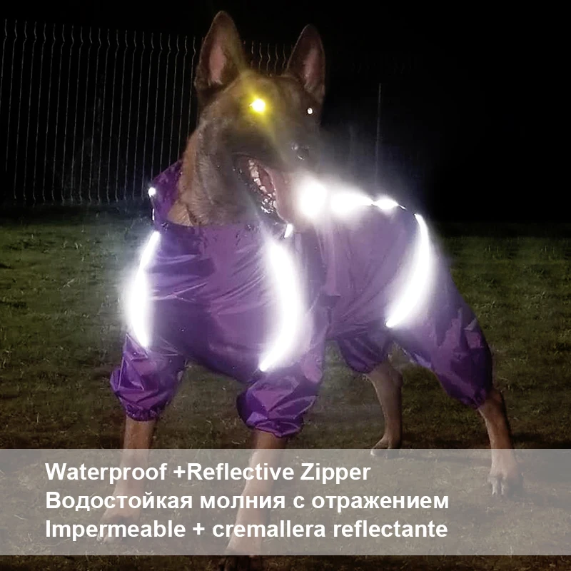 Pet Dog Raincoat Reflective Waterproof Zipper Clothes High Neck Hooded Jumpsuit For Small Big Dogs Overalls Rain Cloak Labrador
Pet Dog Raincoat Reflective Waterproof Zipper Clothes High Neck Hooded Jumpsuit For Small Big Dogs Overalls Rain Cloak Labrador