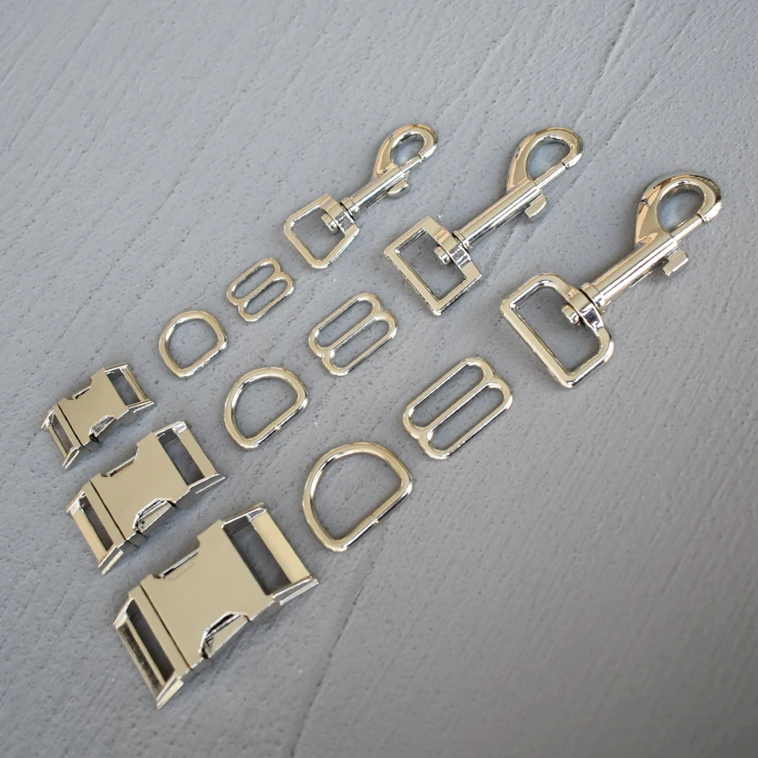20 Sets 15/20/25mm Metal Straps Slider D Ring Release Belt Buckle For Pet Dog Collar Paracord Sewing Accessory Silver Hardware 
20 Sets 15/20/25mm Metal Straps Slider D Ring Release Belt Buckle For Pet Dog Collar Paracord Sewing Accessory Silver Hardware