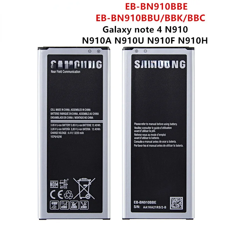 Orginal EB-BN910BBE EB-BN910BBK EB-BN910BBC EB-BN910BBU 3220mAh Battery For Samsung Galaxy Note 4 N910 N910A/V/P/T/H NFC
Orginal EB-BN910BBE EB-BN910BBK EB-BN910BBC EB-BN910BBU 3220mAh Battery For Samsung Galaxy Note 4 N910 N910A/V/P/T/H NFC