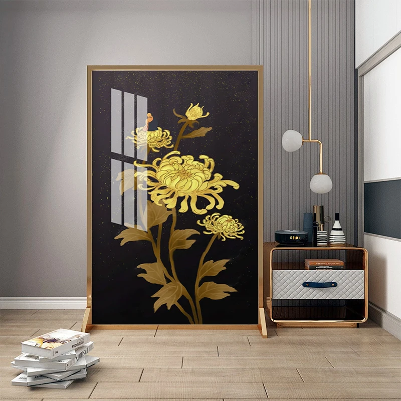 Fashionable modern luxury golden chrysanthemum art screen partition guest restaurant home metal mobile screen
Fashionable modern luxury golden chrysanthemum art screen partition guest restaurant home metal mobile screen