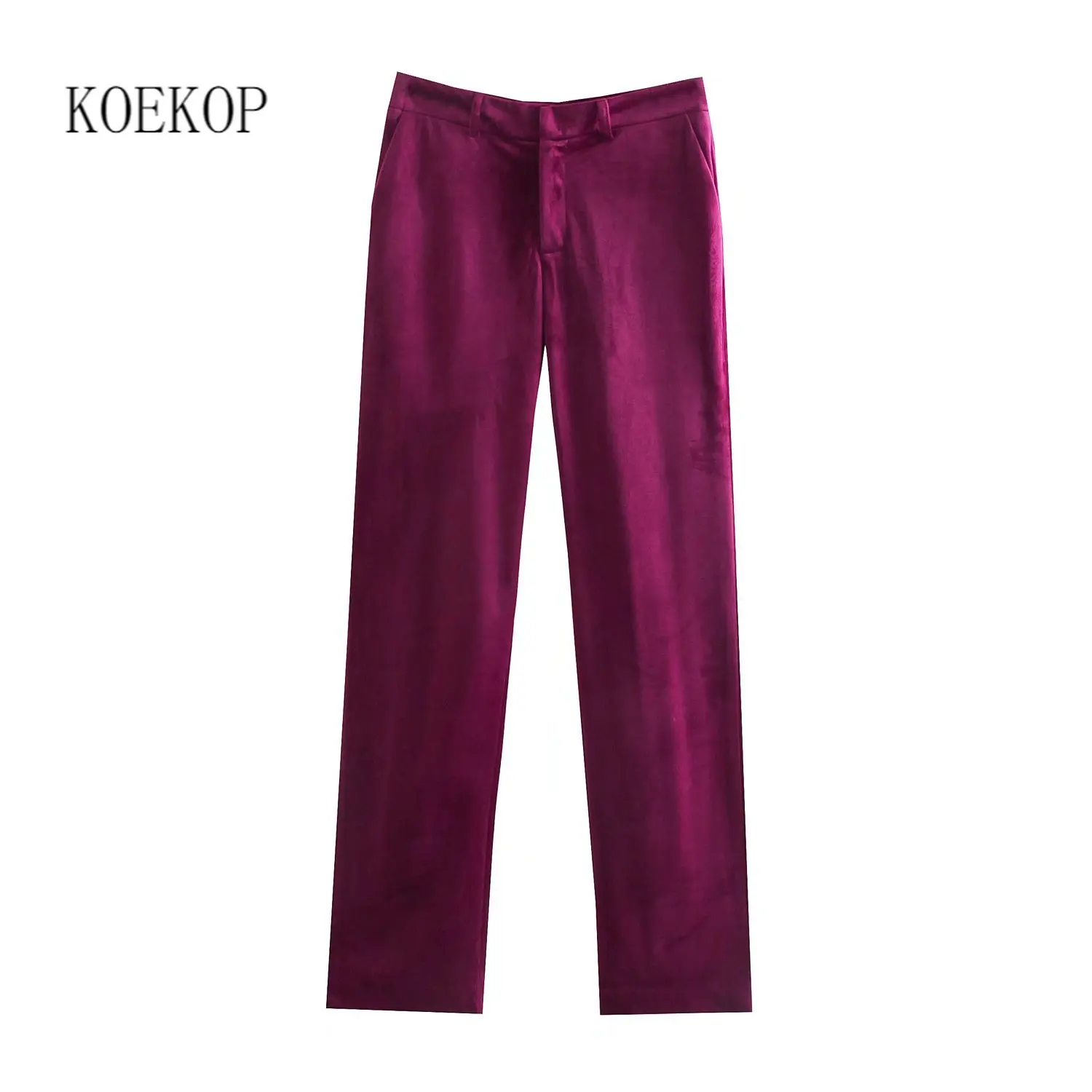 Koekop Women Fashion Velvet Straight Leg Trousers High Waist Front Zip Fly Chic Lady Elegant Casual Office Pants Woman
Koekop Women Fashion Velvet Straight Leg Trousers High Waist Front Zip Fly Chic Lady Elegant Casual Office Pants Woman