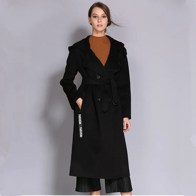 Women's woolen coat autumn and winter new woolen coat long section double-sided fashion slim wool black double-breasted coat
Women's woolen coat autumn and winter new woolen coat long section double-sided fashion slim wool black double-breasted coat