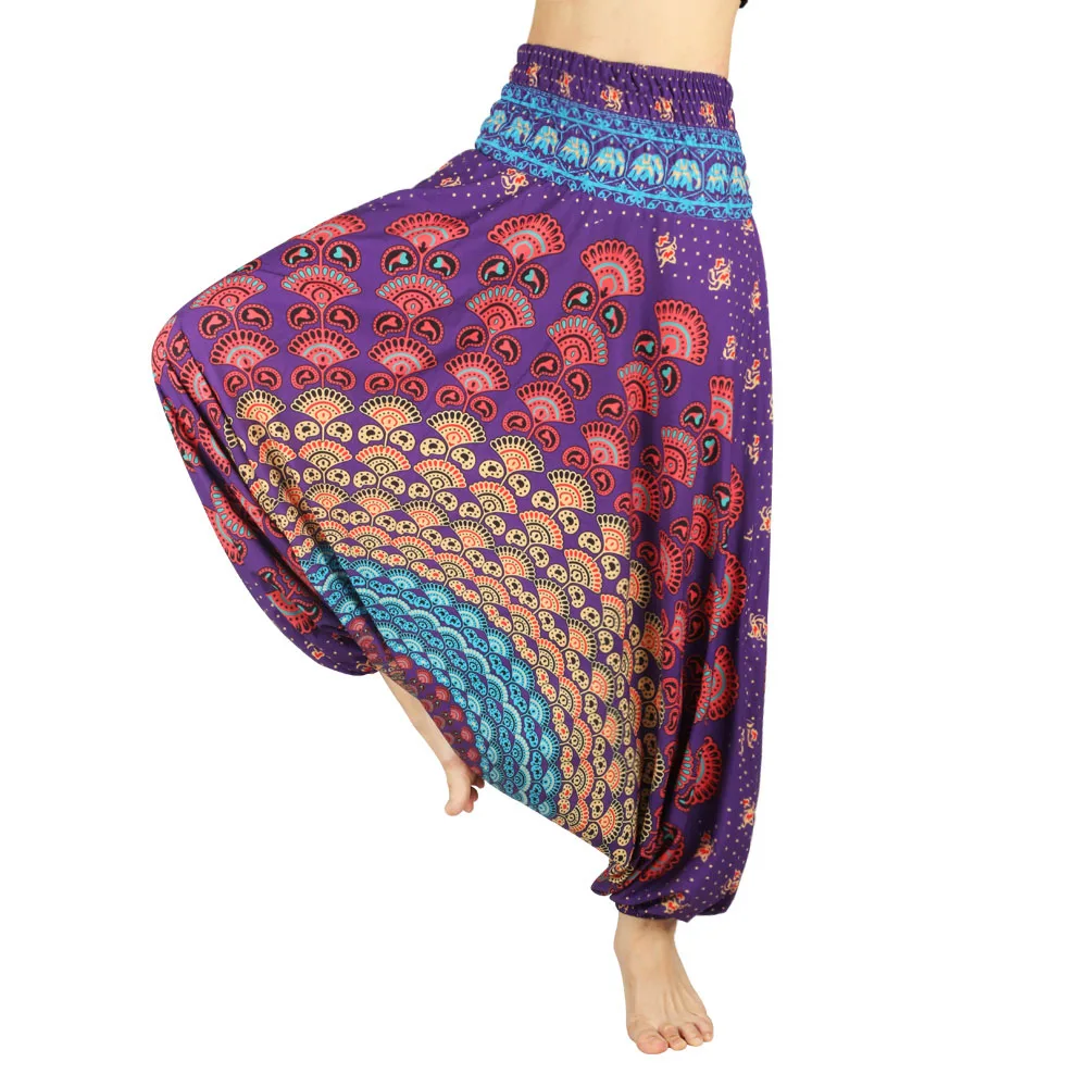 Индийские штаны для йоги женщин широкие свободные с шаговым швом тренировочные