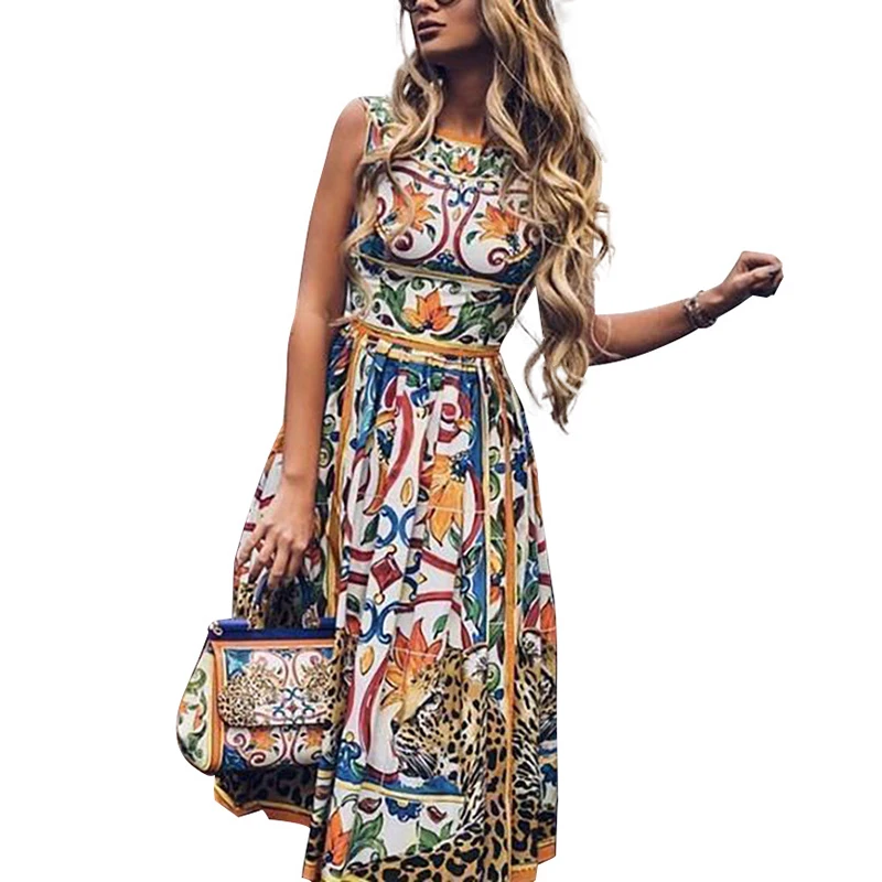 Sexy Flower Print Dress Women O-Neck Sleeveless High Waist Loose Dresses For Women 2021 Summer Elegant Dress Female CX2108
Sexy Flower Print Dress Women O-Neck Sleeveless High Waist Loose Dresses For Women 2021 Summer Elegant Dress Female CX2108
