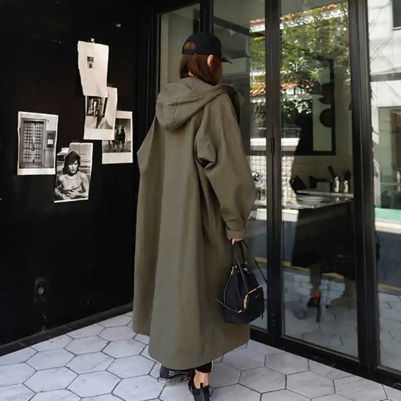 IEQJ Army Green Hooded Long Sleeve Pocket Single-Breasted Loose Windbreaker Woman Casual Fashion 2021 Autumn Coat New TV863
IEQJ Army Green Hooded Long Sleeve Pocket Single-Breasted Loose Windbreaker Woman Casual Fashion 2021 Autumn Coat New TV863