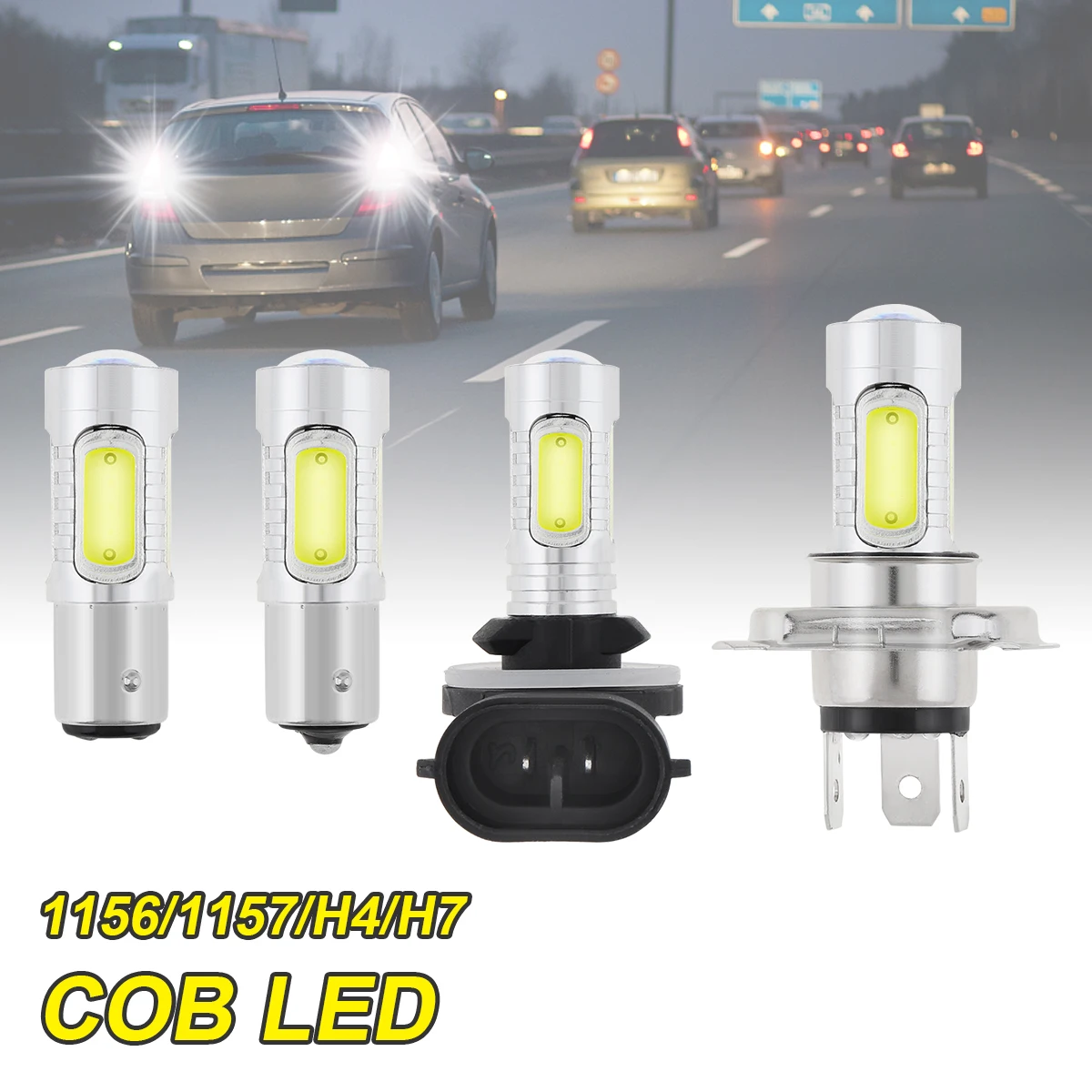 

12V COB Car Light Signal Lamp White Light 1156 1157 H4 H7 Led Bulbs Reversing Lights Turn Brake Backup Light for Car SUV Autos