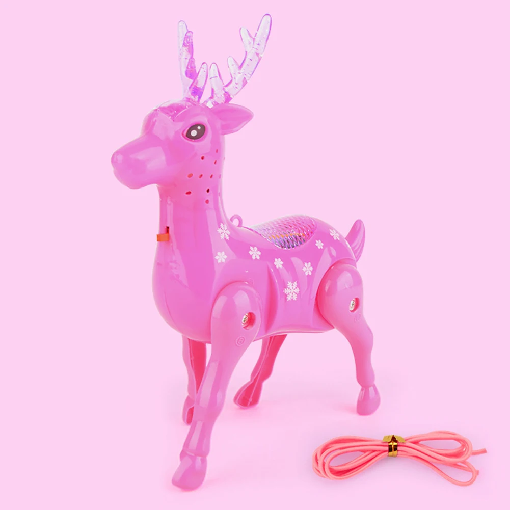 Electric Walking Sika Deer Animal Toy with LED Music Leash Interactive Kids |