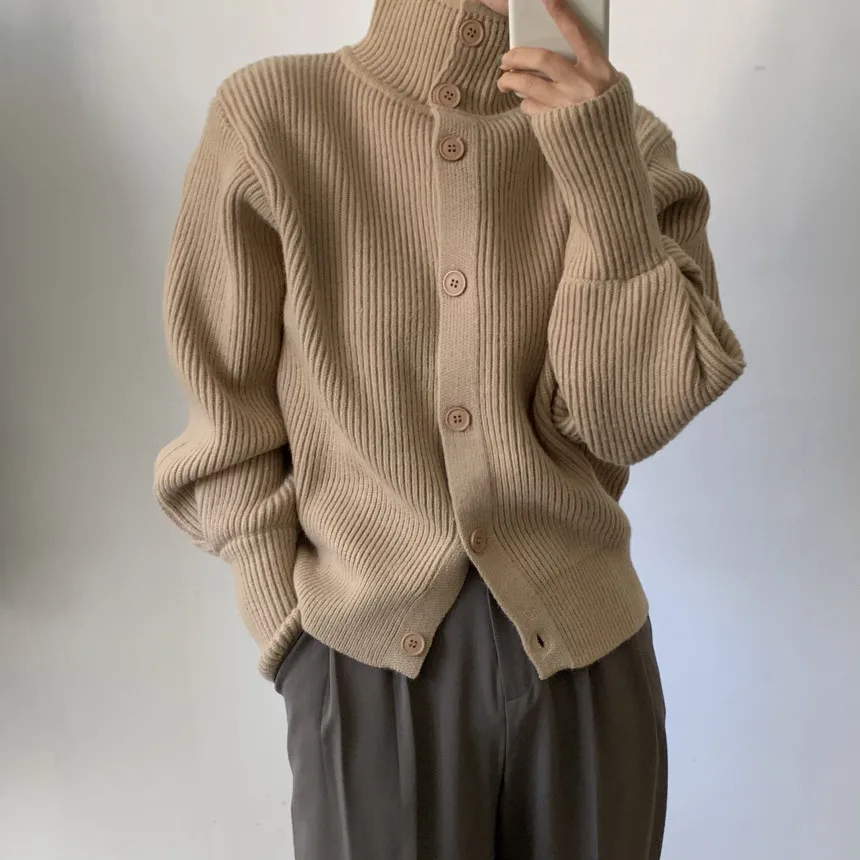 Long Sleeve Korean stand collar single breasted front back two Loose Lantern Sleeve Knitted Cardigan thickened Sweater 333J
Long Sleeve Korean stand collar single breasted front back two Loose Lantern Sleeve Knitted Cardigan thickened Sweater 333J