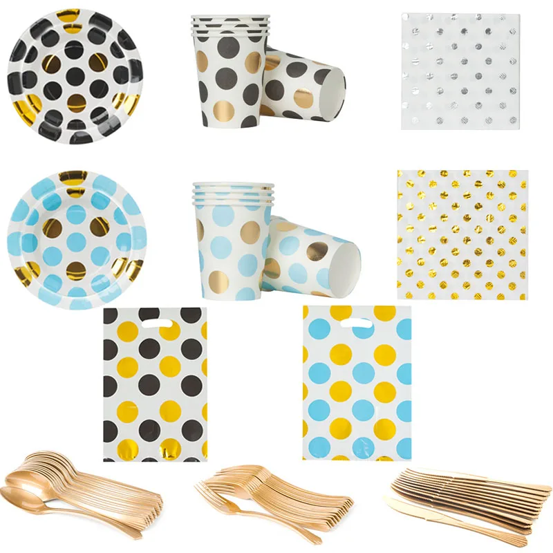 Black Gold Dots Disposable Party Tableware Set Blue Gold Dots Kids Birthday Party Plate Cup Napkin Wedding Decoration Supplies
Black Gold Dots Disposable Party Tableware Set Blue Gold Dots Kids Birthday Party Plate Cup Napkin Wedding Decoration Supplies