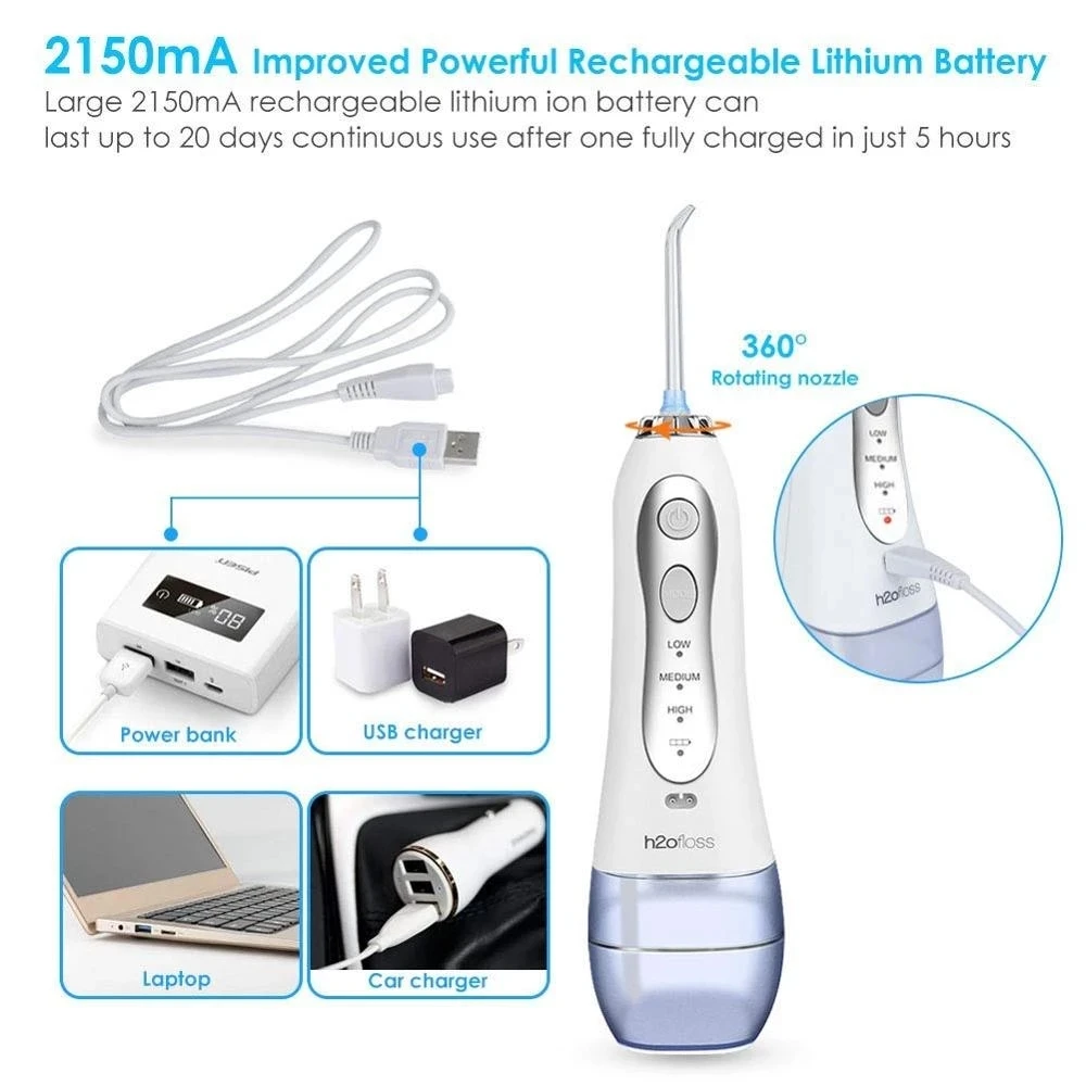 Cordless Oral Irrigator Dental Water Flosser USB Rechargeable 300ml Tank Portable Waterproof Irrigator Dental for Teeth Cleaner
Cordless Oral Irrigator Dental Water Flosser USB Rechargeable 300ml Tank Portable Waterproof Irrigator Dental for Teeth Cleaner
