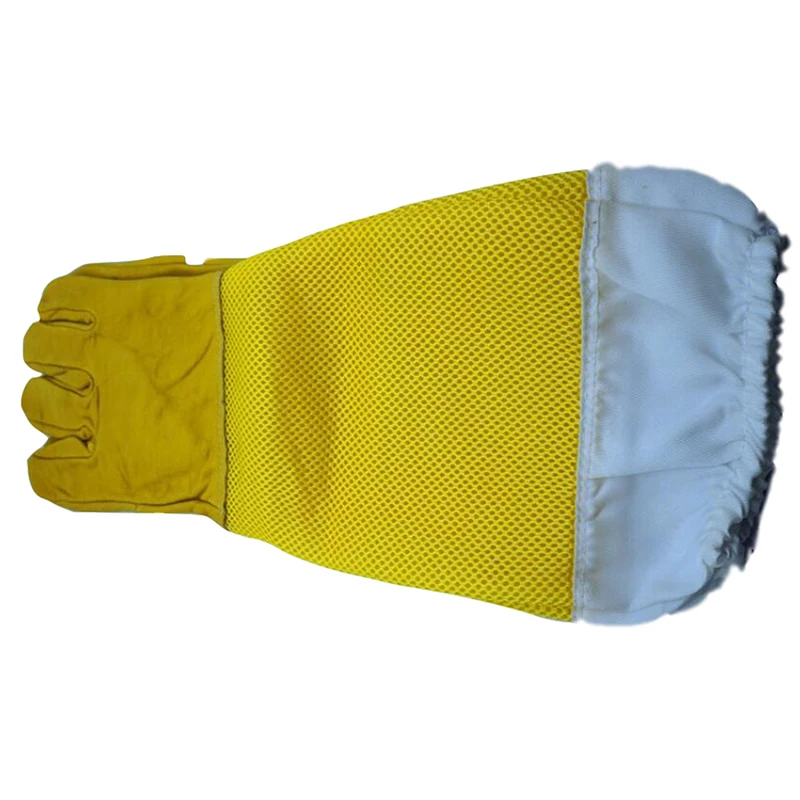 

Yellow Sheepskin Breathable Yellow Mesh Bee Glove Ventilated Professional Anti Bee For Apiculture Beekeeper Beehive