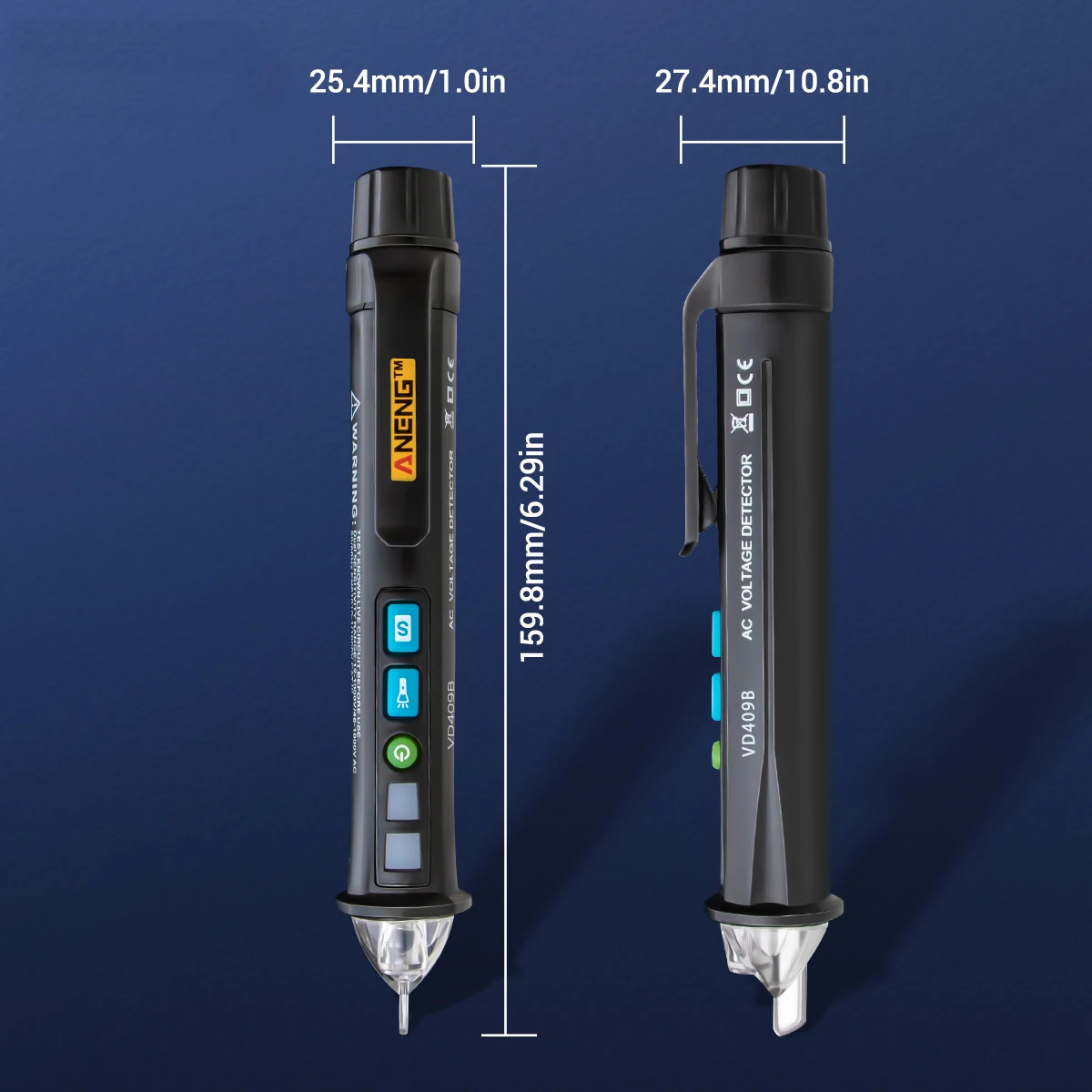 Dual Voltage Tester Sensitive Adjustable ANENG Non-Contact Voltage Detector Pen with Alarm Mode Live or Null Wire Judgment 
Dual Voltage Tester Sensitive Adjustable ANENG Non-Contact Voltage Detector Pen with Alarm Mode Live or Null Wire Judgment