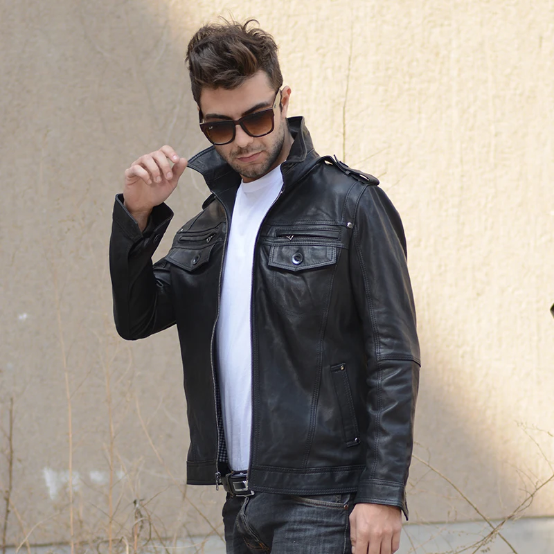 Men's Factory New Genuine Leather Jacket Black Casual Stand Collar Pockets Real Sheepskin Motorcycle Biker Jackets M-5XL
Men's Factory New Genuine Leather Jacket Black Casual Stand Collar Pockets Real Sheepskin Motorcycle Biker Jackets M-5XL