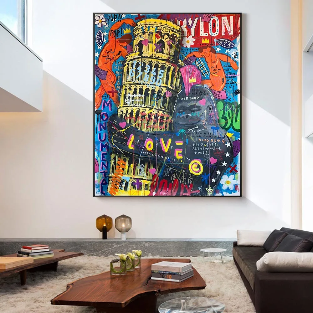 Graffiti Art Abstract Monkey Canvas Painting Posters and Prints Gorilla Love Wall Canvas Artist Home Decoration Frameless
Graffiti Art Abstract Monkey Canvas Painting Posters and Prints Gorilla Love Wall Canvas Artist Home Decoration Frameless