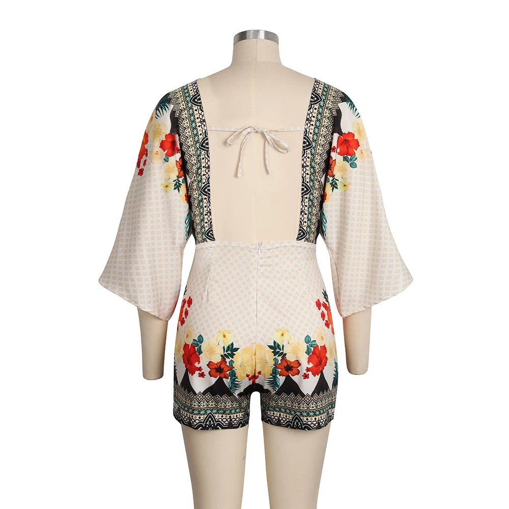 Women's Jumpsuit Casual Summer Floral Printed Playsuit 2021 Women Rompers 3/4 Sleeve Backless Playsuit Women Clothes 
Women's Jumpsuit Casual Summer Floral Printed Playsuit 2021 Women Rompers 3/4 Sleeve Backless Playsuit Women Clothes