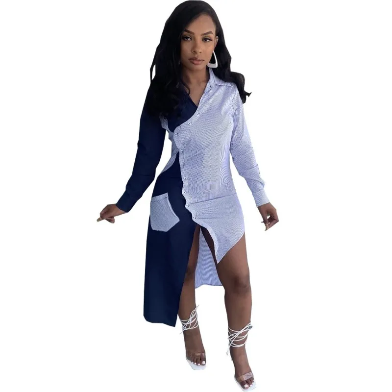 Irregular Shirt Dress Women Striped Patchwork With Pockets 2021 Fashion New Full Sleeve Streetwear Long Blouse Dress Summer Robe
Irregular Shirt Dress Women Striped Patchwork With Pockets 2021 Fashion New Full Sleeve Streetwear Long Blouse Dress Summer Robe
